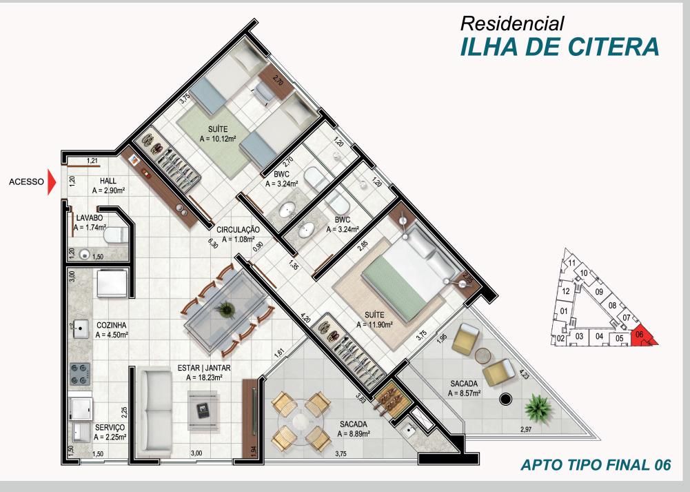 Apartamento à venda com 2 quartos, 86m² - Foto 3